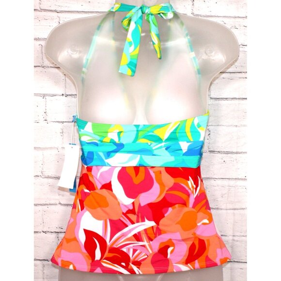 Bleu by Rod Beattie Womens Tie-Front Halter Tankini Multi Size 8 NWT - Picture 8 of 8